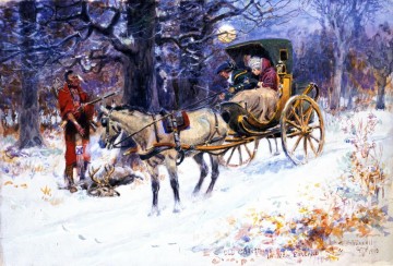 Noël œuvres - vieux noël en nouvelle angleterre 1918 Charles Marion Russell Xmas